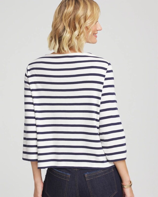 Bateau Neck Stripe Top - image 3